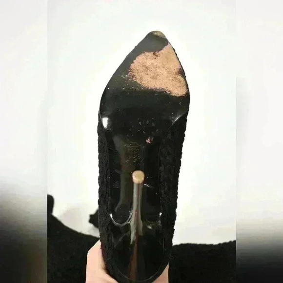 1990s HERVE  LEGER Black Wool Knit Sock Coquette Stiletto Boots 39EU (9US) Italy - Picture 6 of 8